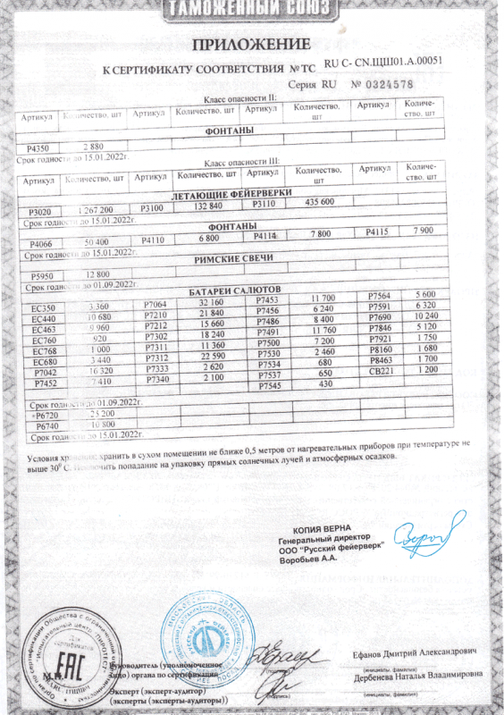 Сертификат соответствия № 0324578  - Верхнеуральск | verhneuralsk.salutsklad.ru 